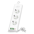 Rozbočovací zásuvka s vypínačem LINEA PRO 3x230V + 3xUSB-A + 1xUSB-C SCHUKO 3 m bílá