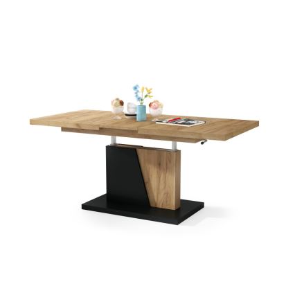 Rozkládací konferenční/jídelní stůl se zvedací deskou NINO  120/150/180x70 cm dub craft/černá