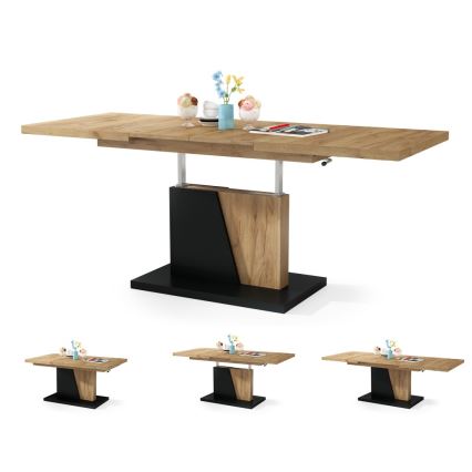 Rozkládací konferenční/jídelní stůl se zvedací deskou NINO  120/150/180x70 cm dub craft/černá
