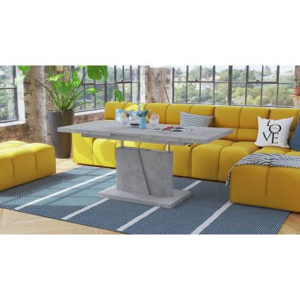 Rozkládací konferenční/jídelní stůl se zvedací deskou NINO  120/150/180x70 cm šedá beton