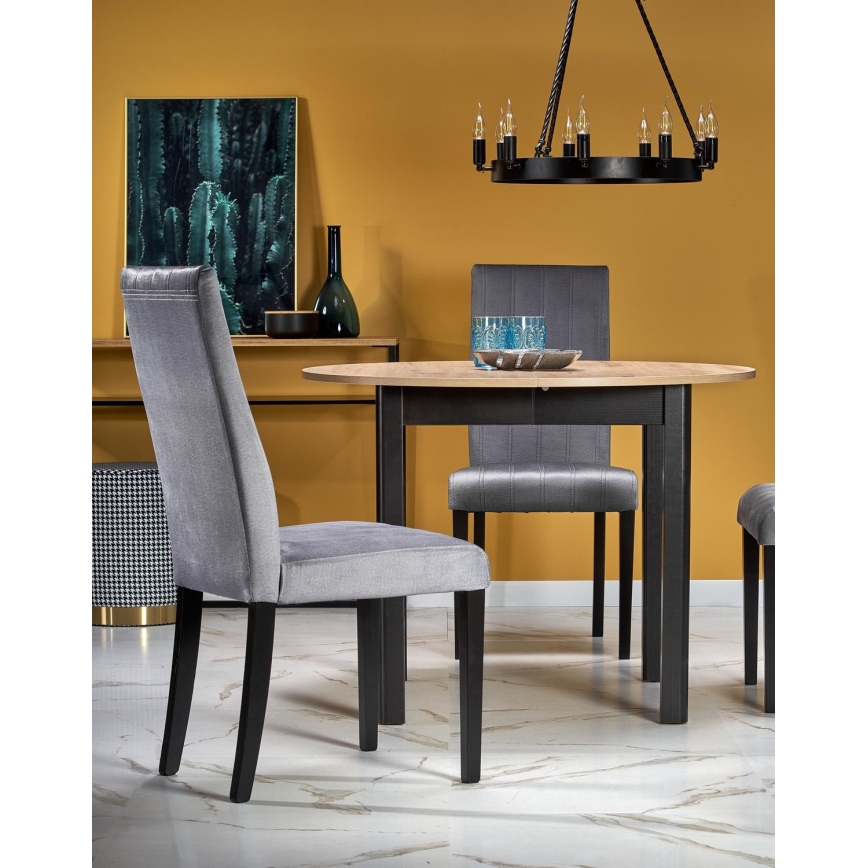 Rozkládací jídelní stůl CALMIO 102/142x102 cm dub artisan/černá