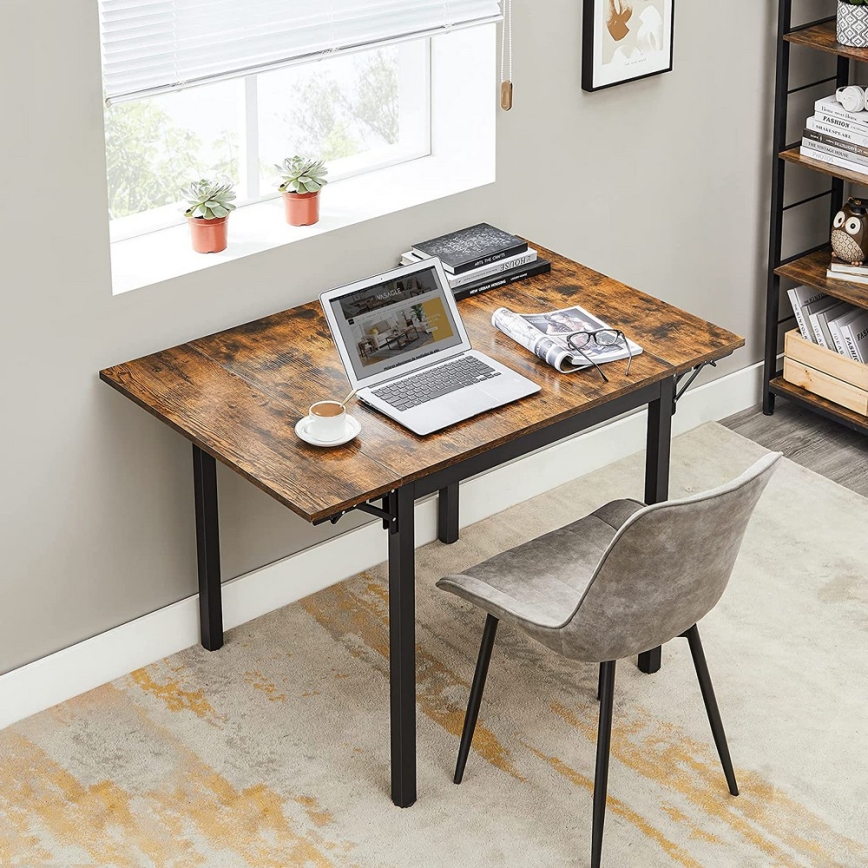 Rozkládací jídelní stůl ELDUR 78/120x78 cm hnědá/černá