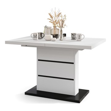 Rozkládací jídelní stůl PAOLO 120/160/200x80 cm bílá/černá