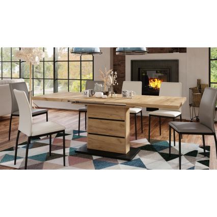 Rozkládací jídelní stůl PAOLO 120/160/200x80 cm dub craft/černá