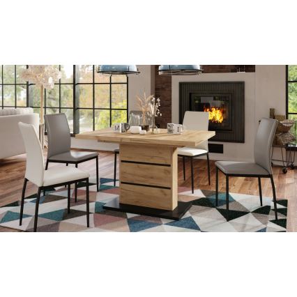 Rozkládací jídelní stůl PAOLO 120/160/200x80 cm dub craft/černá