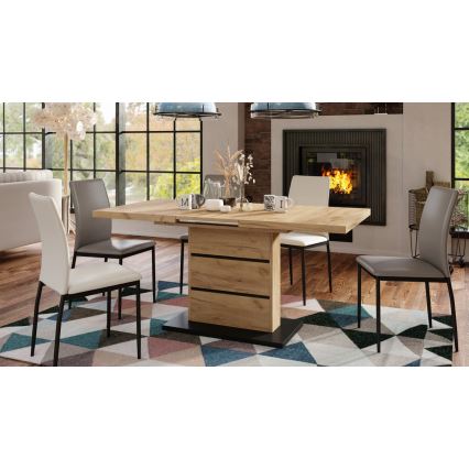 Rozkládací jídelní stůl PAOLO 120/160/200x80 cm dub craft/černá