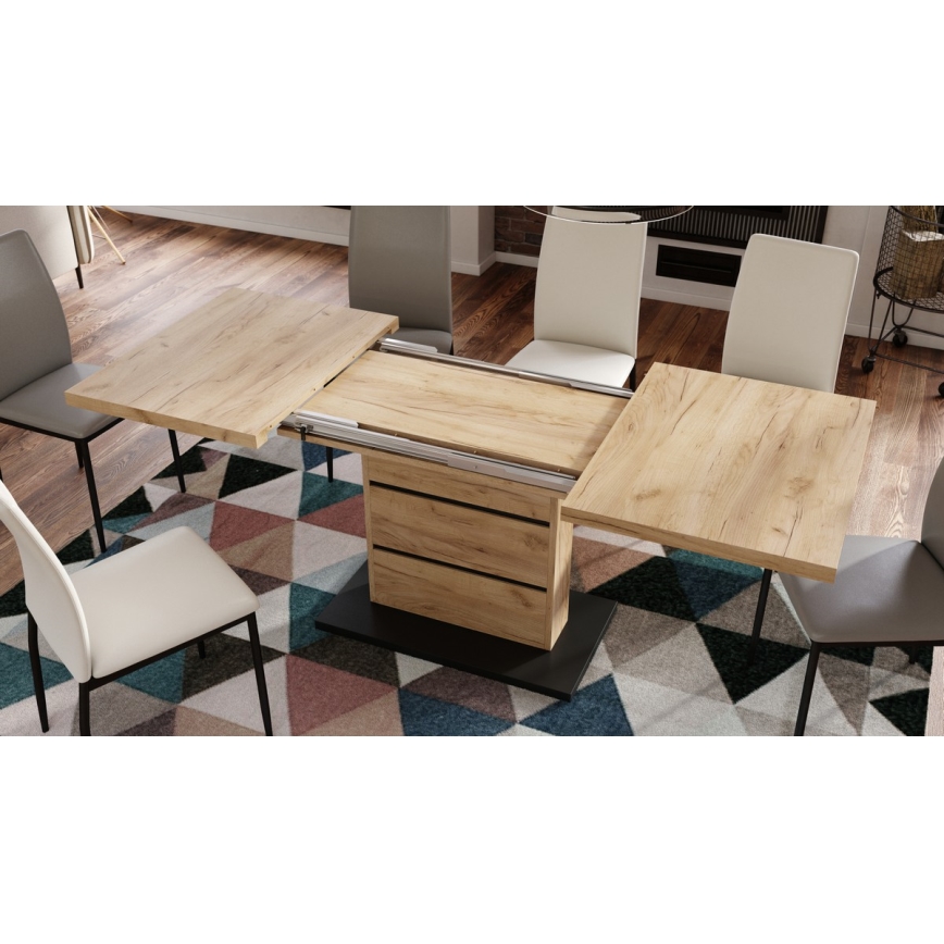 Rozkládací jídelní stůl PAOLO 120/160/200x80 cm dub craft/černá