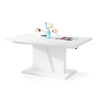 Rozkládací konferenční/jídelní stůl se zvedací deskou NINO bílá