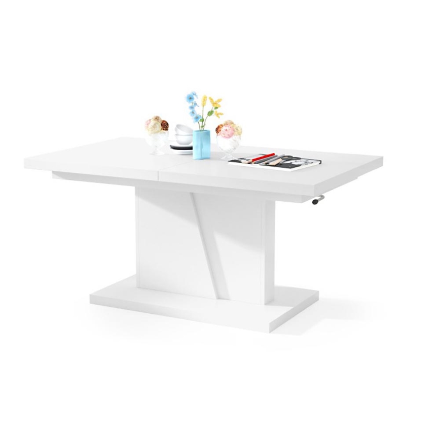 Rozkládací konferenční/jídelní stůl se zvedací deskou NINO bílá