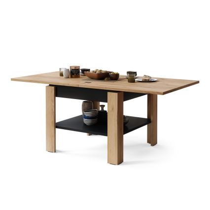 Rozkládací konferenční s odkládací policí LIA 65/130x65 cm dub craft/černá