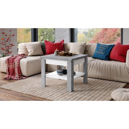 Rozkládací konferenční s odkládací policí LIA 65/130x65 cm šedá beton/bílá