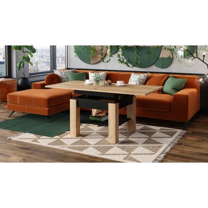 Rozkládací konferenční stůl se zvedací deskou CALEB 75/150x75 cm dub craft/černá