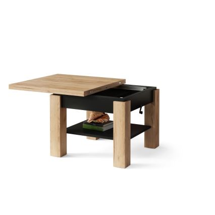 Rozkládací konferenční stůl se zvedací deskou CALEB 75/150x75 cm dub craft/černá