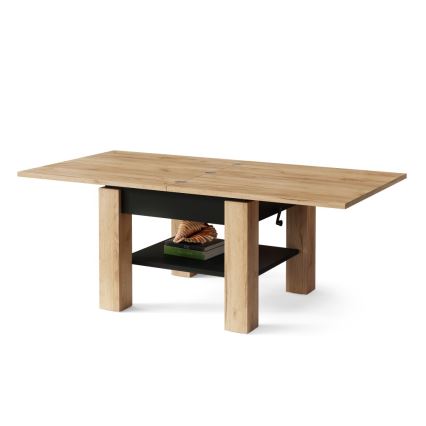 Rozkládací konferenční stůl se zvedací deskou CALEB 75/150x75 cm dub craft/černá