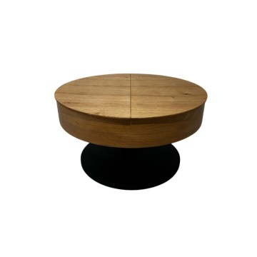 Rozkládací konferenční stůl se zvedací deskou PURE pr. 80 cm dub/černá
