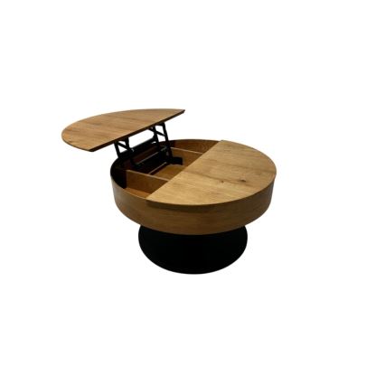 Rozkládací konferenční stůl se zvedací deskou PURE pr. 80 cm dub/černá