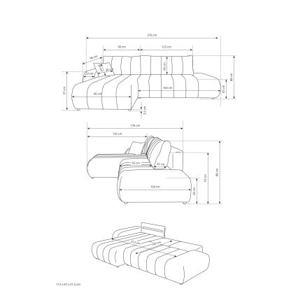 Rozkládací rohová sedací souprava s úložným prostorem do L DESIO levá béžová