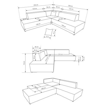 Rozkládací rohová sedací souprava s úložným prostorem do L TERAMO pravá béžová
