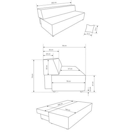 Rozkládací třímístná pohovka s úložným prostorem TERAMO béžová