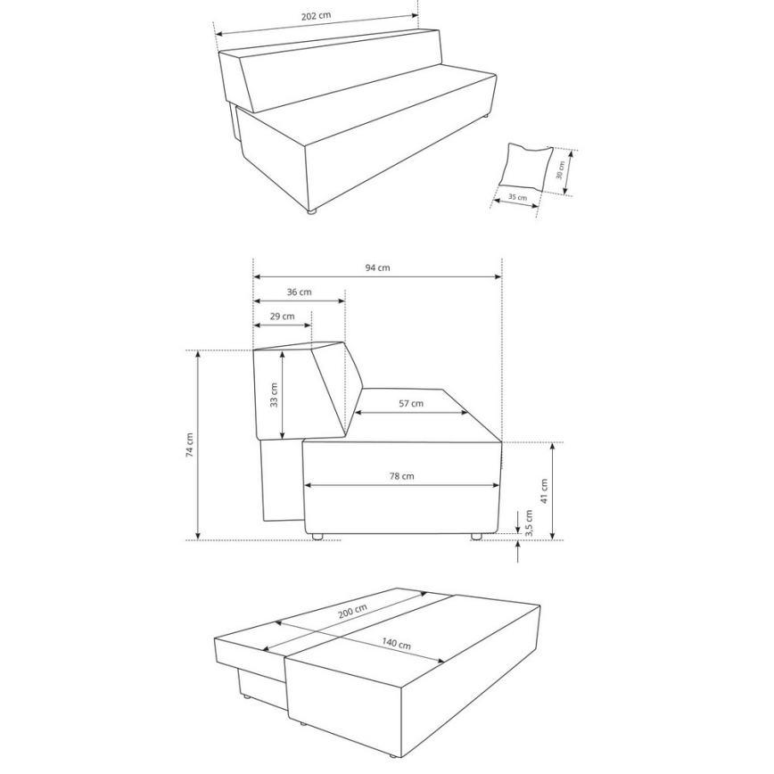 Rozkládací třímístná pohovka s úložným prostorem TERAMO béžová