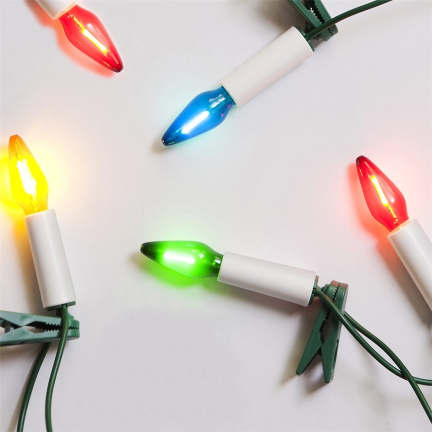 Rozšiřovací LED venkovní vánoční řetěz FELICIA FILAMENT 20xE10 14m barevná/teplá bílá IP44, Vyrobeno v ČR