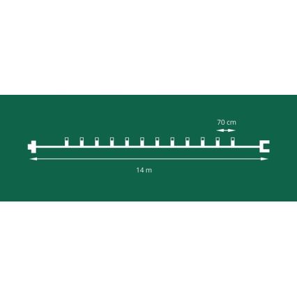 Rozšiřovací LED venkovní vánoční řetěz FELICIA FILAMENT 20xE10 14m barevná/teplá bílá IP44, Vyrobeno v ČR
