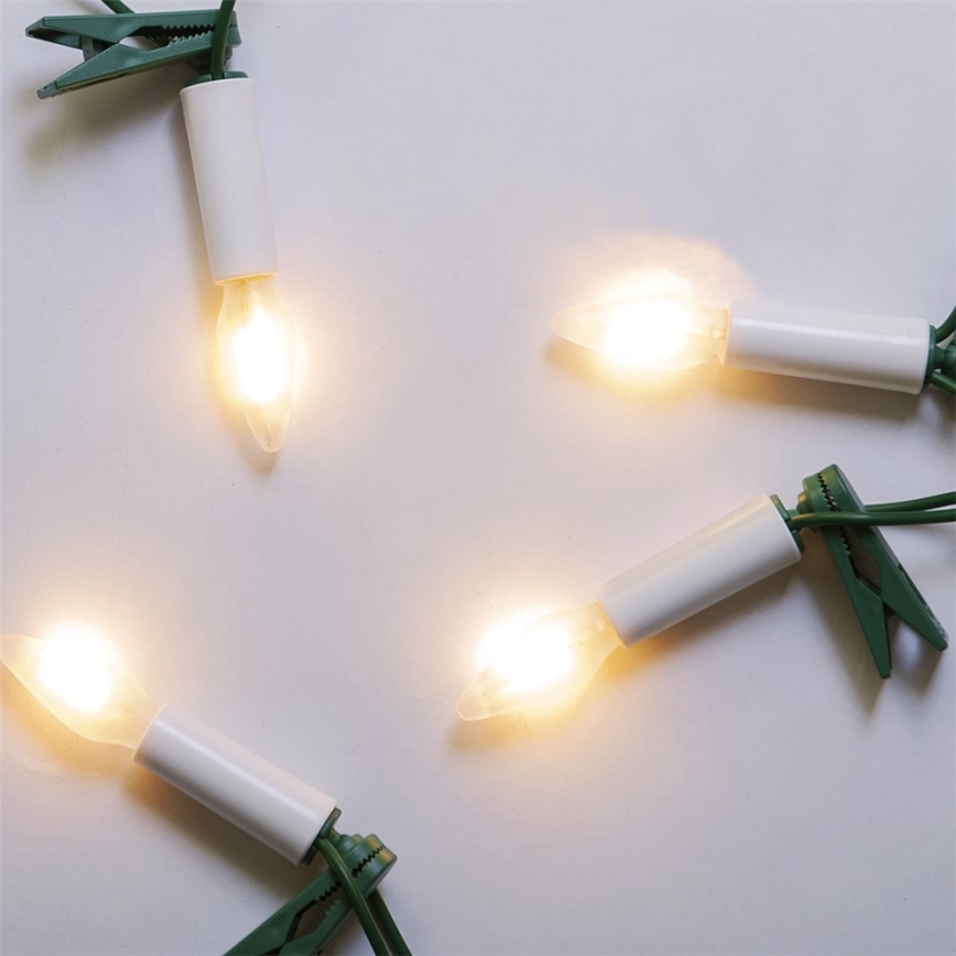 Rozšiřovací LED venkovní vánoční řetěz FELICIA FILAMENT 20xE10 14m čirá/teplá bílá IP44, Vyrobeno v ČR