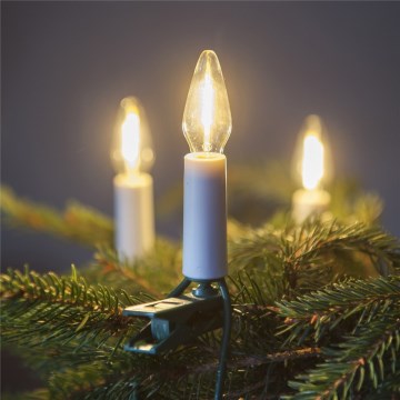 Rozšiřovací LED venkovní vánoční řetěz FELICIA FILAMENT 20xE10 14m čirá/teplá bílá IP44, Vyrobeno v ČR