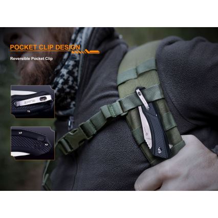 Ruike RUD198PB - Zavírací kapesní nůž 23,1 cm černá