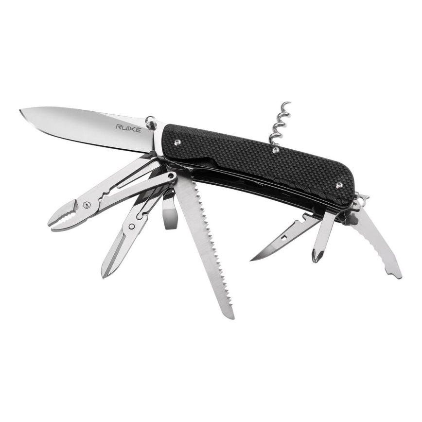 Ruike RULD51 - Multifunkční kapesní nůž TREKKER 11,4 cm/17 funkcí černá