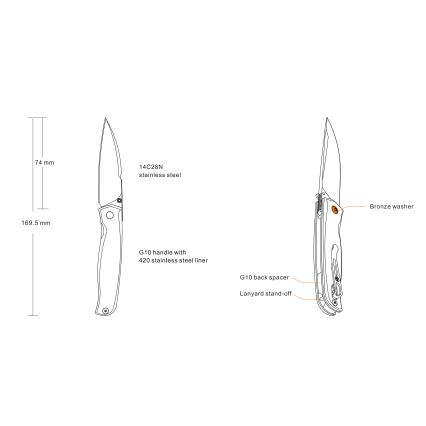 Ruike RUP661B - Zavírací kompaktní nůž 16,9 cm černá