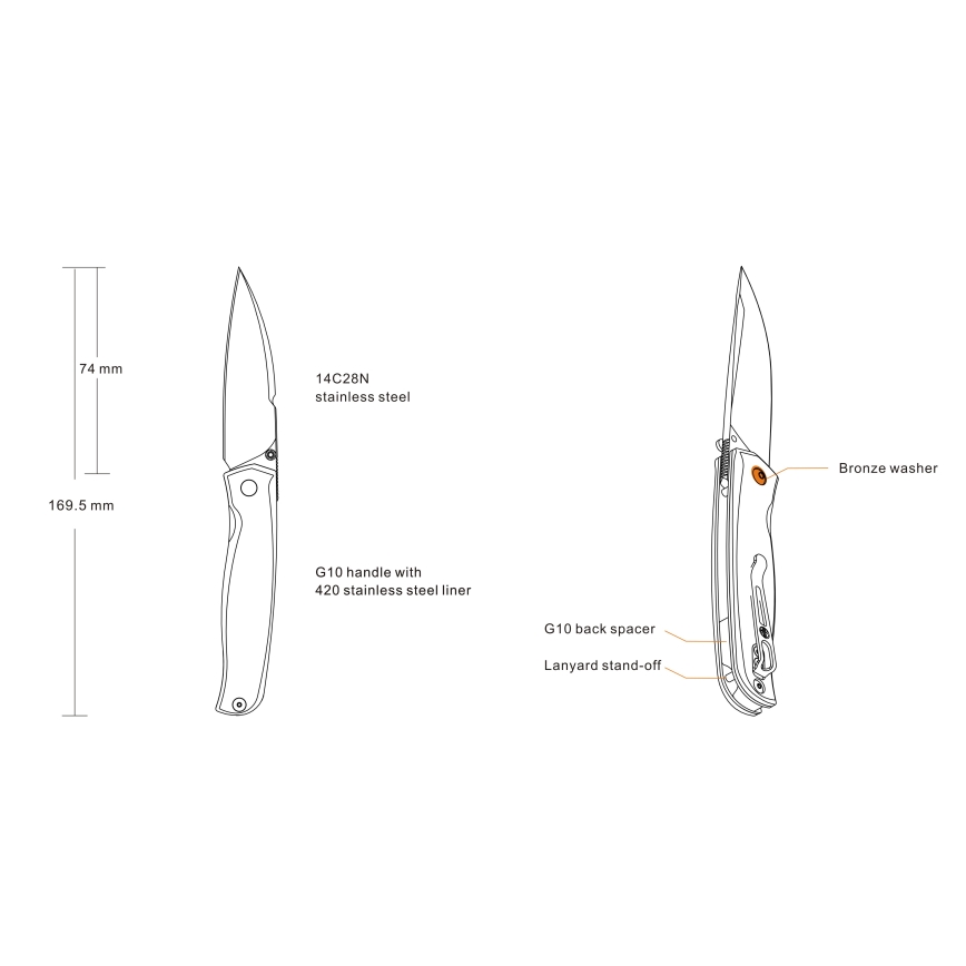 Ruike RUP661B - Zavírací kompaktní nůž 16,9 cm černá