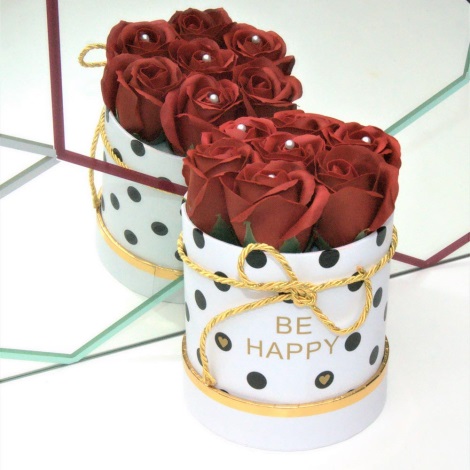 Růže z pěnového mýdla BE HAPPY - velikost S (7 kusů)