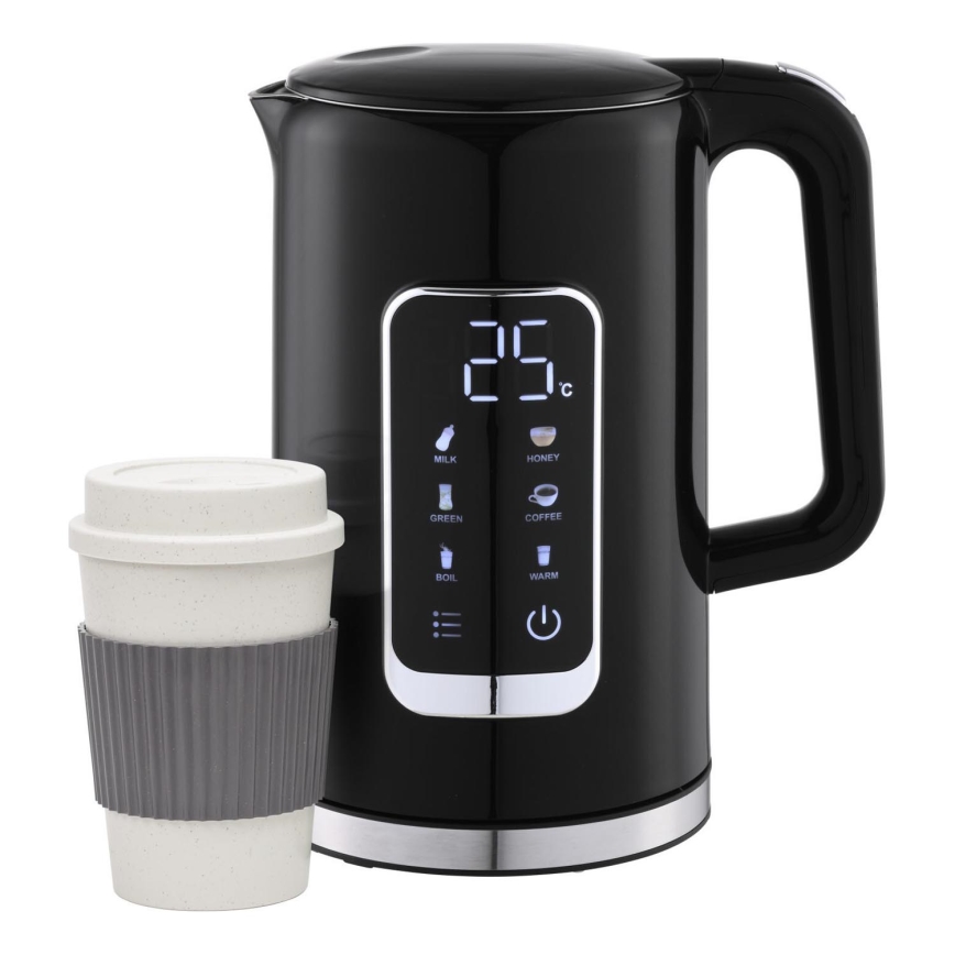 Rychlovarná konvice s LCD displejem 1,7 l 2200W/230V černá + cestovní hrnek 450 ml
