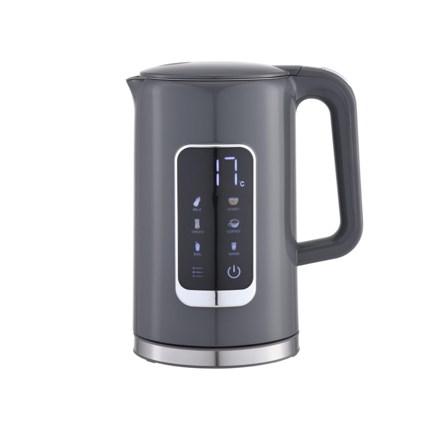 Rychlovarná konvice s LCD displejem 1,7 l 2200W/230V šedá + cestovní hrnek 450 ml