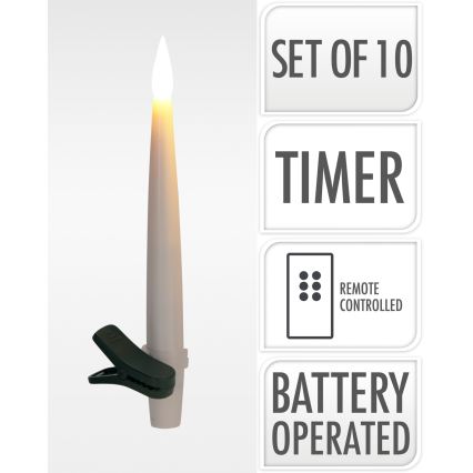 SADA 10x LED Stmívatelná vánoční dekorace LED/1xAAA 15 cm teplá bílá svíčka + DO