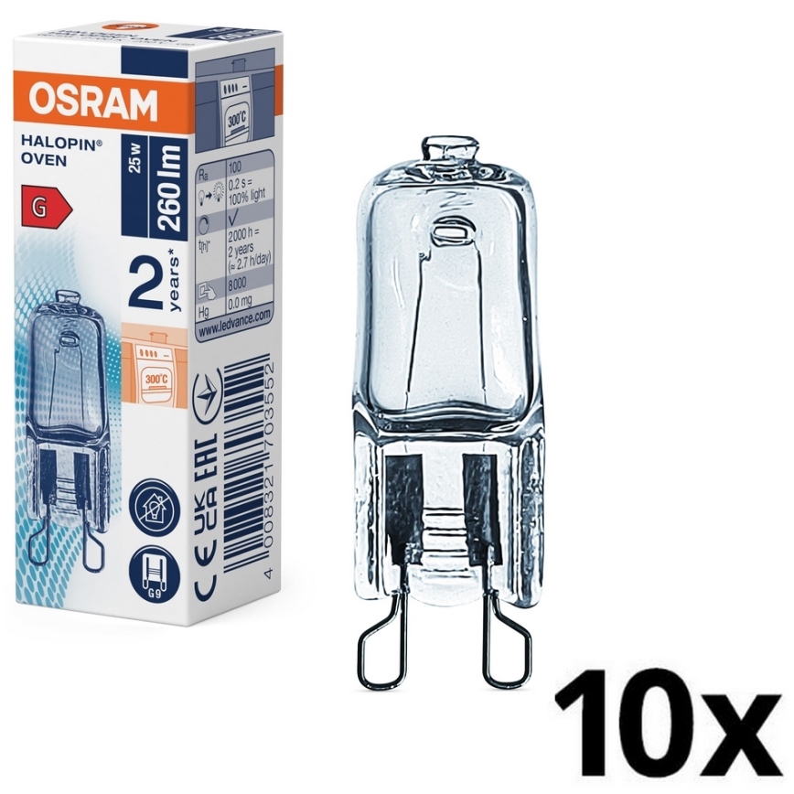 SADA 10x Žárovka do trouby HALOPIN G9/25W/230V 2700K - Osram
