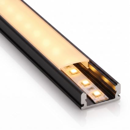 SADA 1x LED Pásek se senzorem pohybu FLEX LED/3,6W/4xAA 2 m + 2x vestavný profil 1 m černá/bílá