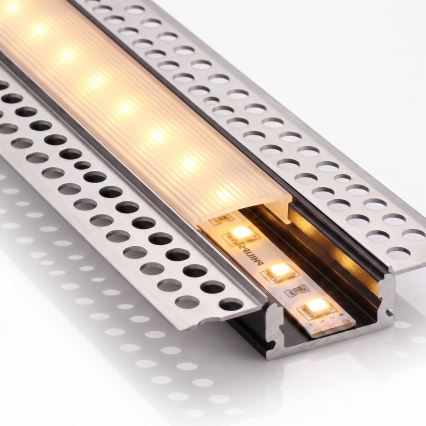 SADA 1x LED Pásek se senzorem pohybu FLEX LED/3,6W/4xAA 2 m + 2x vestavný profil 1 m stříbrná/bílá
