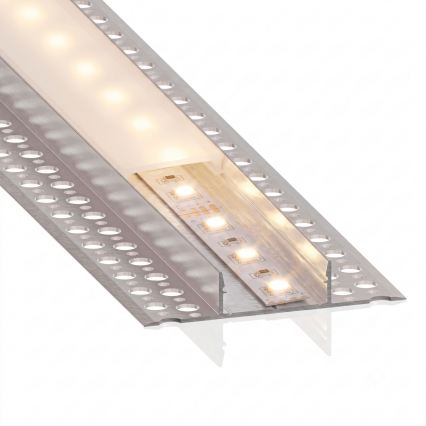 SADA 1x LED Pásek se senzorem pohybu FLEX LED/3,6W/4xAA 2 m + 2x vestavný profil 1 m stříbrná/bílá