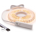 SADA 1x LED Pásek se senzorem pohybu FLEX LED/3,6W/4xAA 2 m + 2x vestavný profil 1 m černá/bílá
