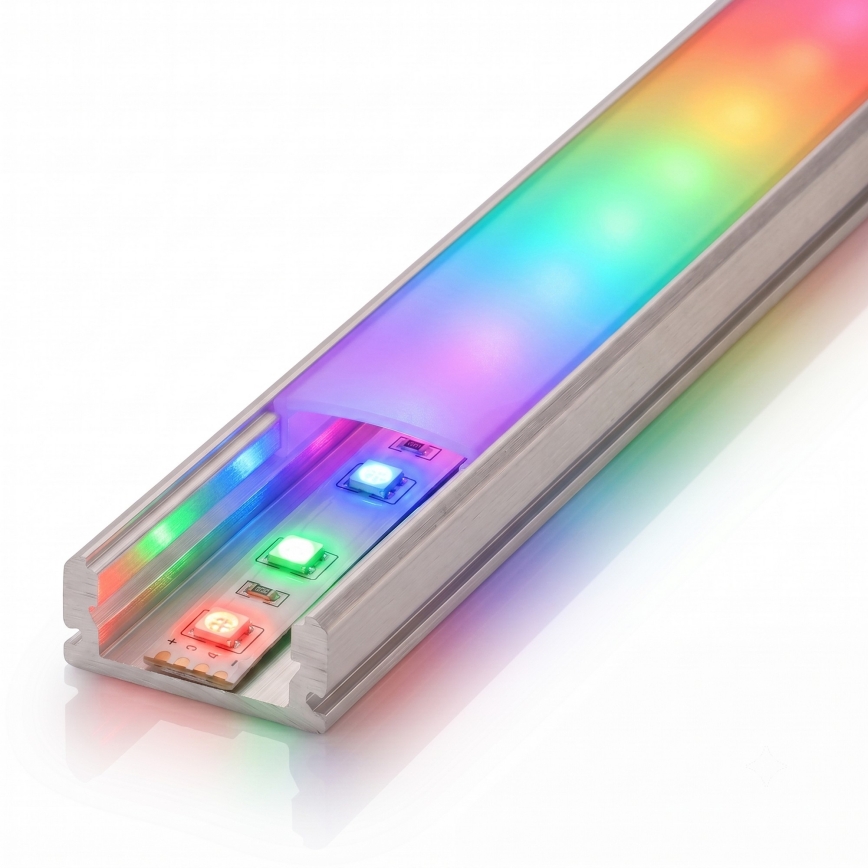 SADA 1x LED RGBW Stmívatelný pásek DIGITAL LED/16,5W/230V 5 m + 5x vestavný profil 1 m stříbrná/bílá + dálkové ovládání