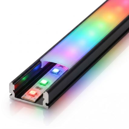 SADA 1x LED RGBW Stmívatelný pásek DIGITAL LED/9,6W/230V 3 m + 3x vestavný profil 1 m černá/bílá + dálkové ovládání