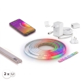 SADA 1x LED RGBW Stmívatelný pásek Philips Hue WHITE AND COLOR AMBIANCE LED/20W/230V 2 m + 2x vestavný profil 1 m stříbrná/bílá