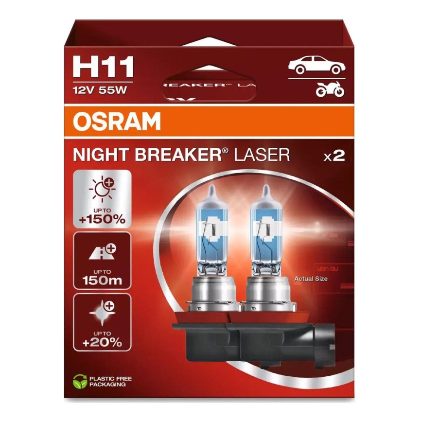 SADA 2x Autožárovka NIGHT BREAKER H11 PGJ19-2/55W/12V - Osram