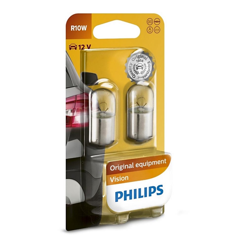 SADA 2x Autožárovka Philips VISION 12814B2 BA15s/10W/12V