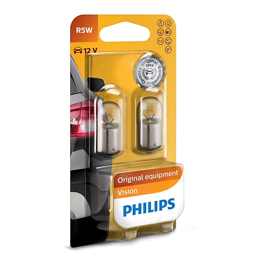 SADA 2x Autožárovka Philips VISION 12821B2 R5W BA15s/5W/12V