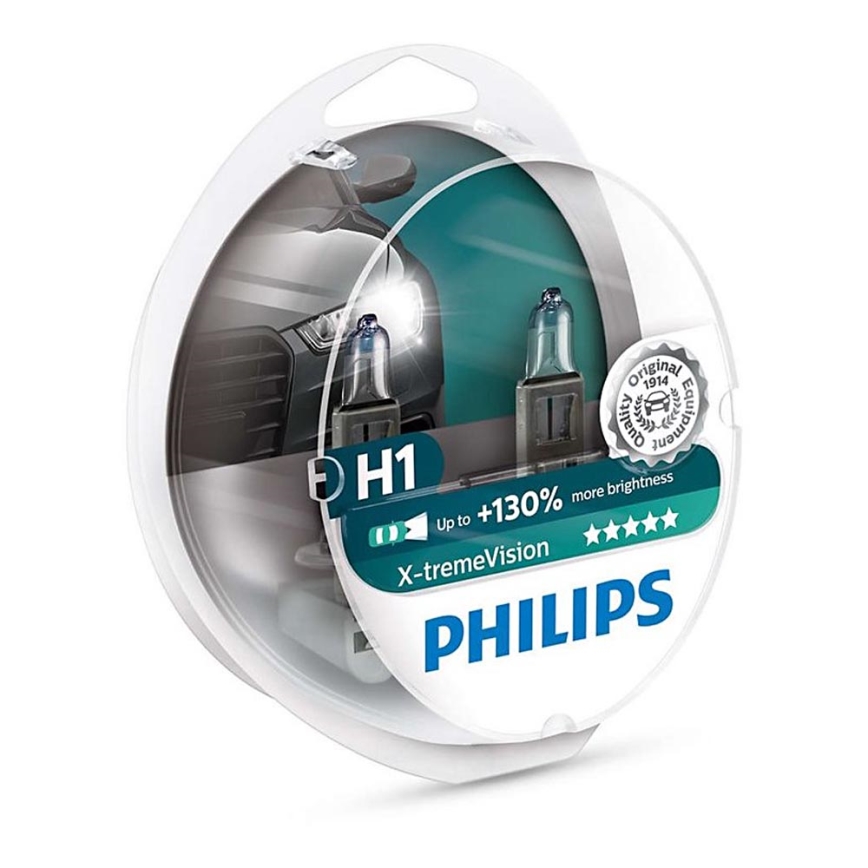 SADA 2x Autožárovka Philips X-TREME VISION 12258XVS2 H1 P14,5s/55W/12V 3500K