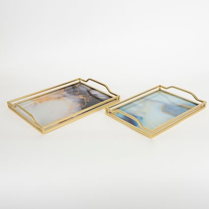 SADA 2x Dekorační podnos 40x30/35x25 cm zlatá
