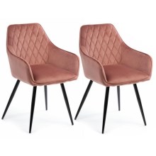 SADA 2x Jídelní židle SAMETTI růžová
